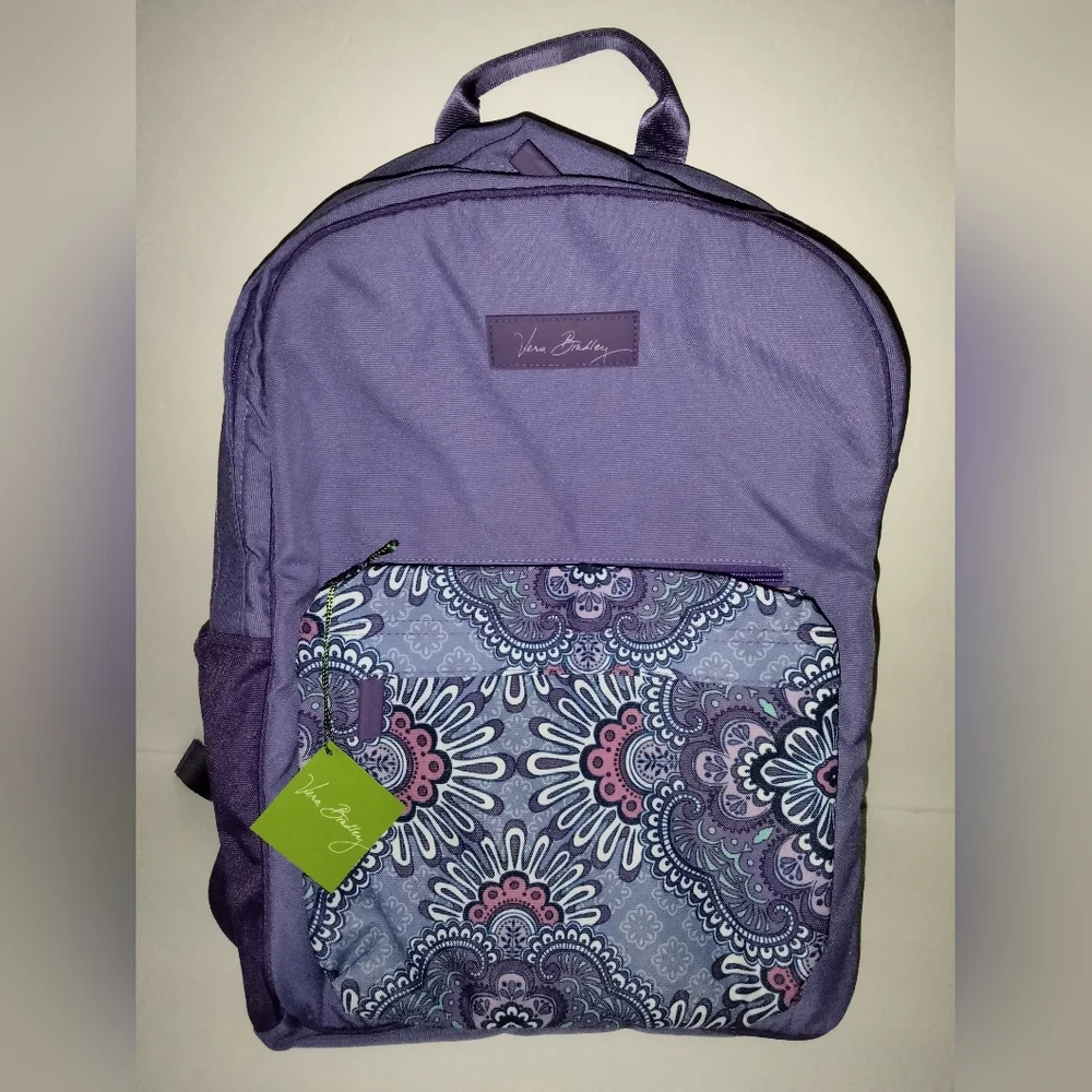 Vera Bradley Lavender Purple & Paisley Pattern Multi Pocket Backpack (NEW-NWT)